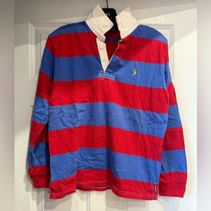 Polo Ralph Lauren Rugby Shirt: Red and Blue Stripes with White Collar